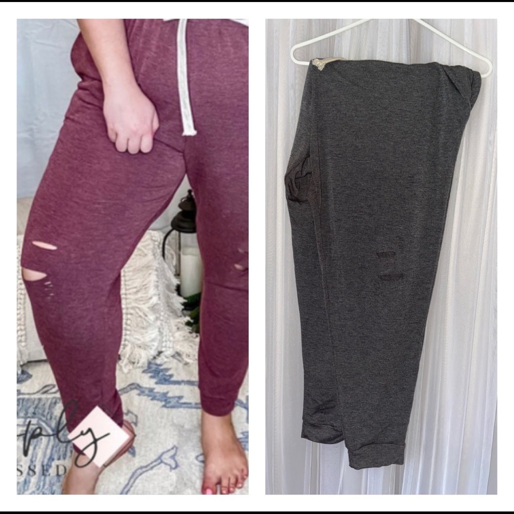 NWOT DISTRESSED GRAY LOUNGE JOGGERS